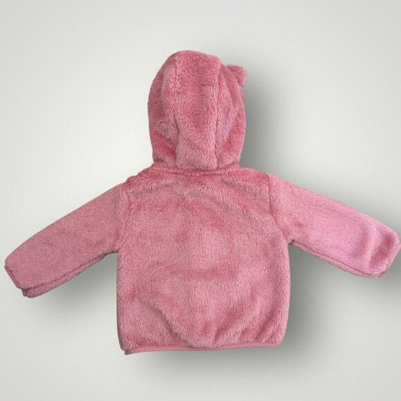 🍋2/$30- NWT Old Navy 6-12mo Baby Girl Pink Fleece Zip Up Hoodie with Tiny Ears - Picture 3 of 5